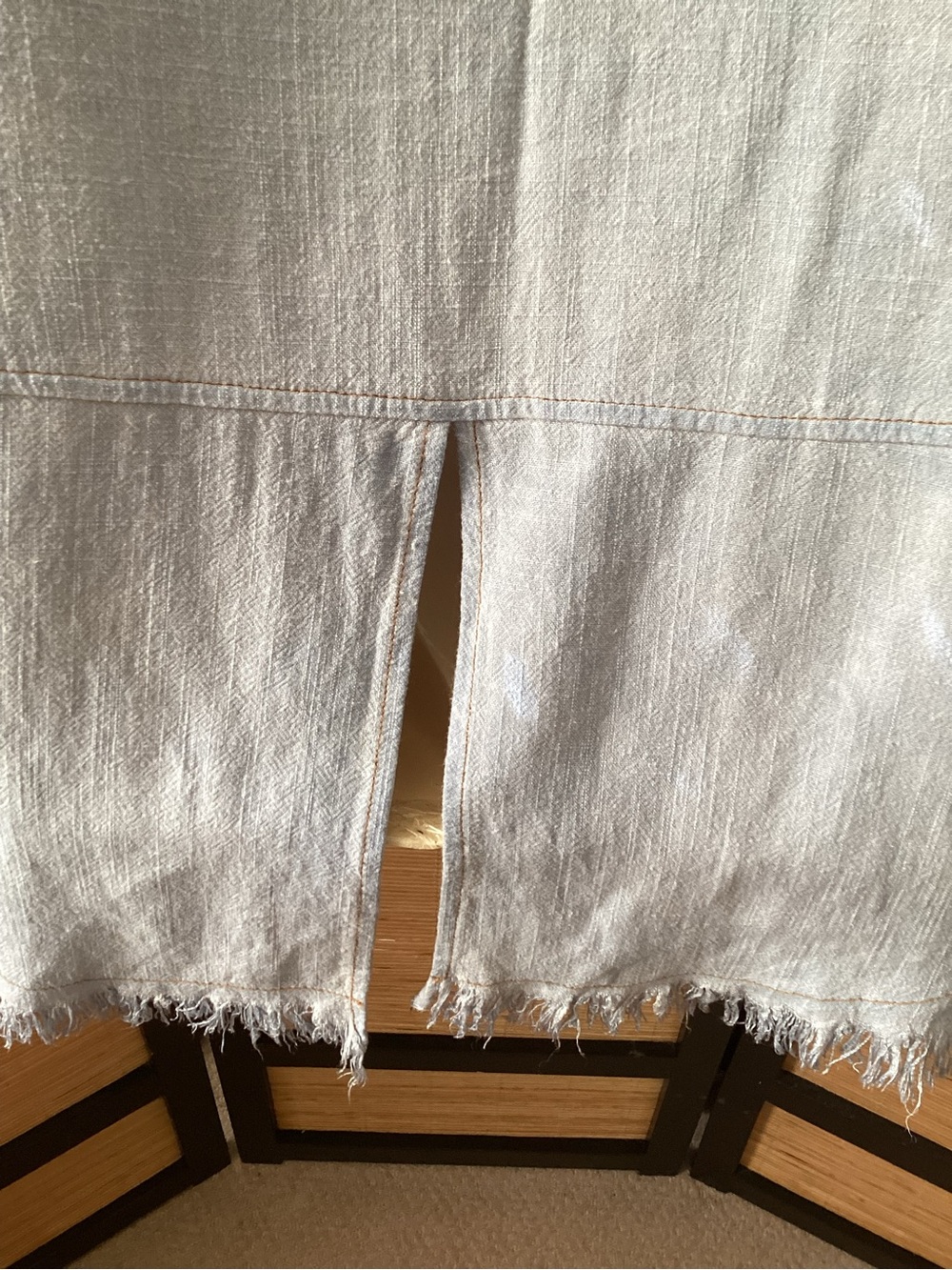 Umgee Linen Blend Light Blue Shirt Sz S frayed hem button down EUC - Picture 8 of 12